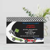 レースカーのバースデーパーティ招待状 招待状 (スタンド正面)