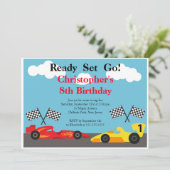レースカーのバースデーパーティ招待状 招待状 (スタンド正面)