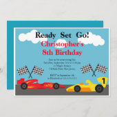 レースカーのバースデーパーティ招待状 招待状 (正面/裏面)