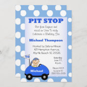 レースカーのパーソナライズ誕生日招待状 招待状 (正面/裏面)