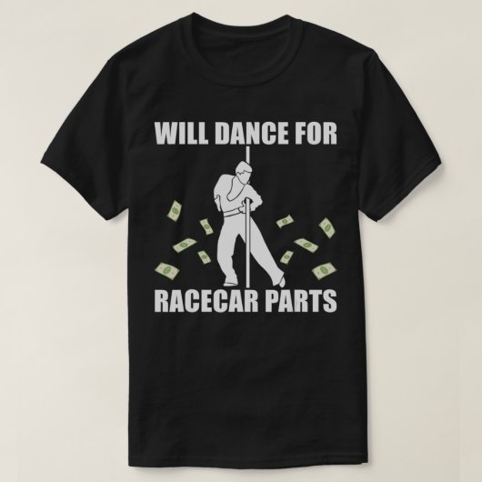 レースカーのパーツレースで踊る Tシャツ (デザイン正面)