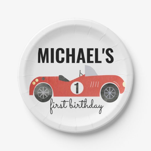 レースカーのパーティーのプレート ペーパープレート (正面)