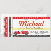 レースカーのパーティーの招待 招待状 (正面/裏面)