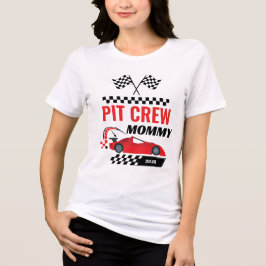 レースカーのピットクルーのママのレースの誕生日マッチング トライブレンドTシャツ