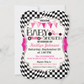 レースカーのベビーシャワーの招待状カード 招待状 (正面)