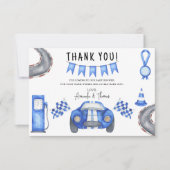 レースカーのベビーシャワー感謝してい- you サンキューカード (正面)