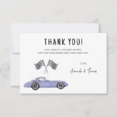 レースカーのベビーシャワー感謝してい- you サンキューカード (正面)