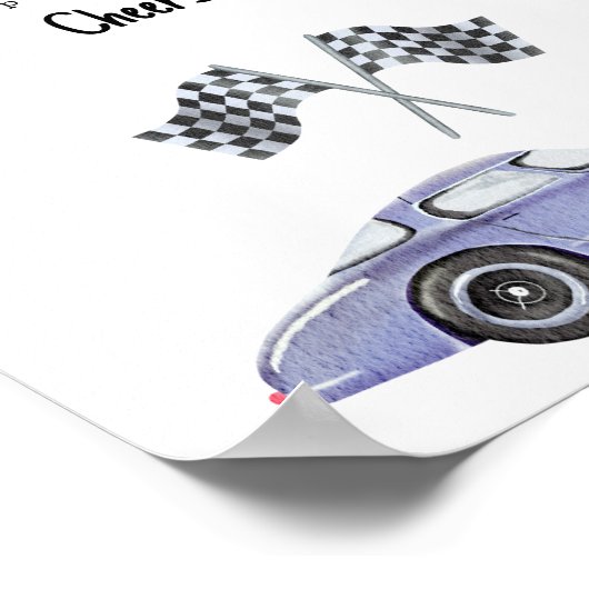 レースカーのベビーシャワー桃佐バー ポスター (角)