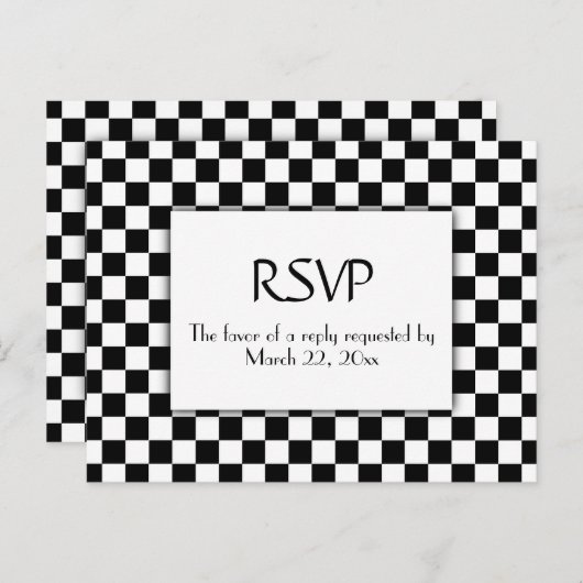 レースカーのメニューにRSVP（出欠の返信） インビテーションポストカード (正面/裏面)