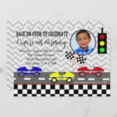 レースカーのラチェカーボーイ誕生日の招待状 招待状 (正面/裏面)