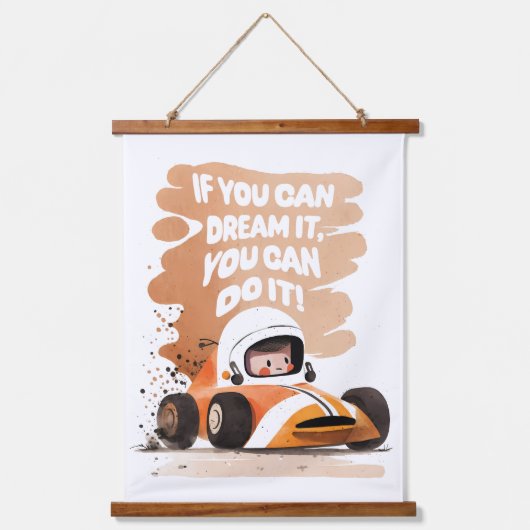 レースカーの夢 吊り下げ型タペストリー (正面)