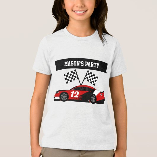レースカーの文字と番号 トライブレンドＴシャツ (正面)