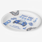 レースカーの最初の誕生日パーティー ペーパープレート (アングル)