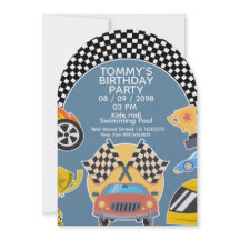 レースカーの男の子の誕生日招待状