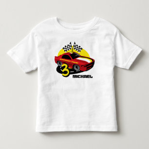 レースカーの第3誕生日のワイシャツ トドラーTシャツ