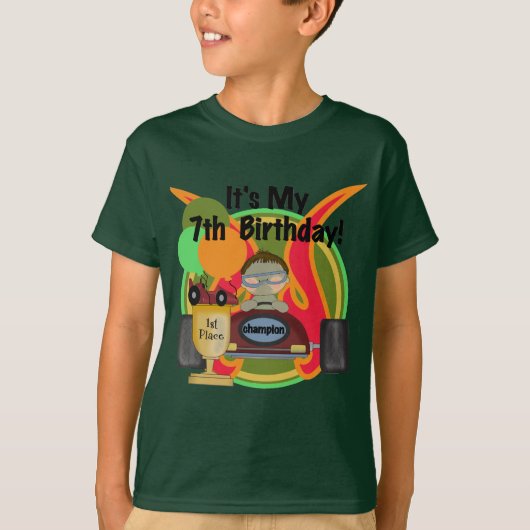 レースカーの第7誕生日のTシャツおよびギフト Tシャツ (正面)