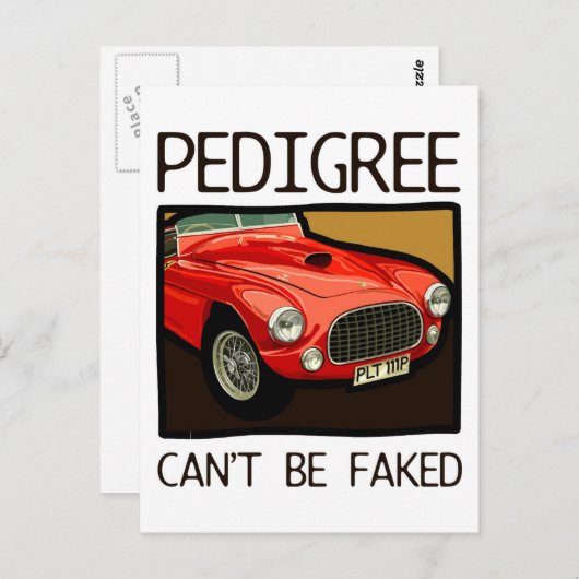 レースカーの血統、赤クラシックスポーツカー ポストカード (正面/裏面)