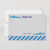 レースカーの誕生日のサンキューカード サンキューカード (正面)