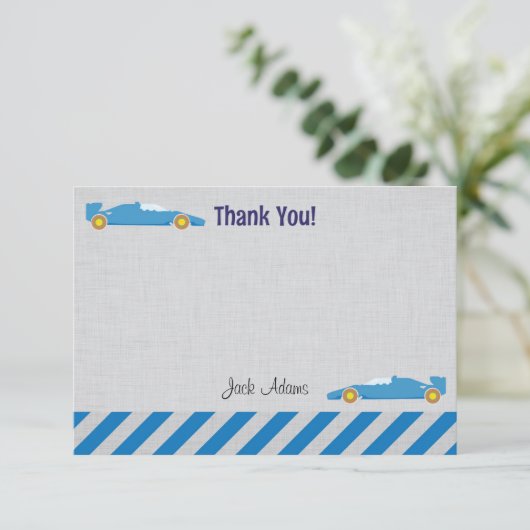 レースカーの誕生日のサンキューカード サンキューカード (スタンド正面)
