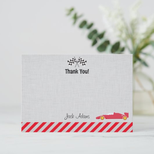 レースカーの誕生日のサンキューカード サンキューカード (スタンド正面)