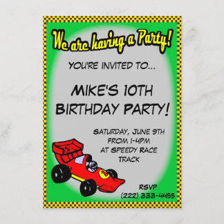 レースカーの誕生日の招待状 招待状
