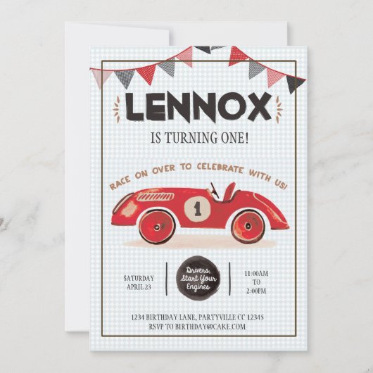 レースカーの誕生日の招待状 招待状 (正面)