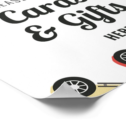 レースカーの誕生日カードとギフトのサイン ポスター (角)