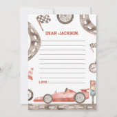 レースカーの誕生日タイムカプセルメモカード サンキューカード (正面)