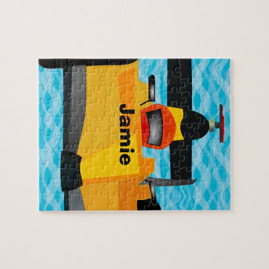 レースカーの誕生日パーティーギフトをパーソナライズ ジグソーパズル (横)