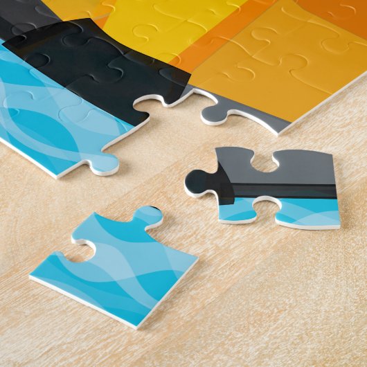 レースカーの誕生日パーティーギフトをパーソナライズ ジグソーパズル (側面)