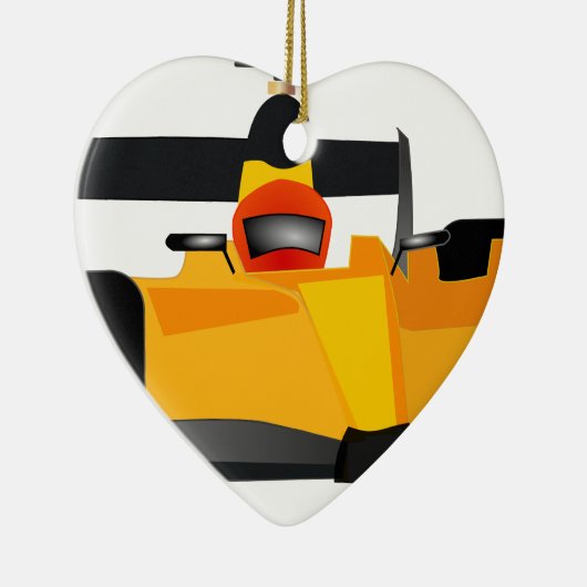 レースカーの誕生日パーティーギフトをパーソナライズ セラミックオーナメント (右)