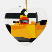 レースカーの誕生日パーティーギフトをパーソナライズ セラミックオーナメント (正面)