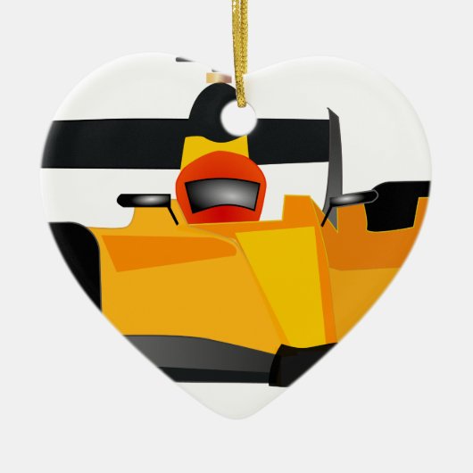 レースカーの誕生日パーティーギフトをパーソナライズ セラミックオーナメント (正面)