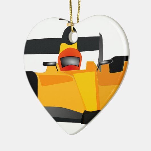 レースカーの誕生日パーティーギフトをパーソナライズ セラミックオーナメント (左)