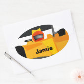 レースカーの誕生日パーティーギフトをパーソナライズ 楕円形シール (封筒)