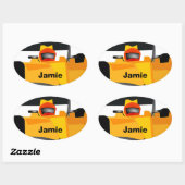 レースカーの誕生日パーティーギフトをパーソナライズ 楕円形シール (シート)