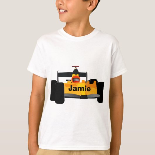 レースカーの誕生日パーティーギフトをパーソナライズ Tシャツ (正面)
