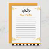 レースカーの誕生日パーティー タイムカプセル ノートカード (正面/裏面)