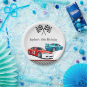 レースカーの誕生日、誕生日の招待状 ペーパープレート (パーティー)