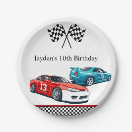レースカーの誕生日、誕生日の招待状 ペーパープレート