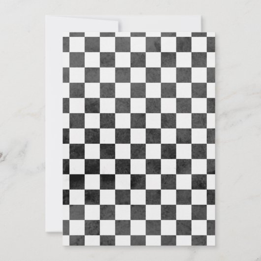 レースカーの誕生日、車の誕生日、レースカーのパーティー 招待状 (裏面)