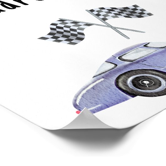 レースカーの赤ちゃんシャワーお母さん宛先 ポスター (角)