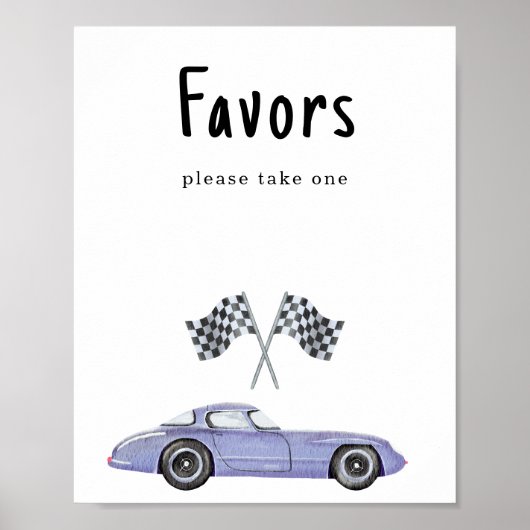 レースカーの赤ちゃんシャワーお願い、一つ取って ポスター (正面)