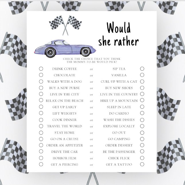 レースカーの赤ちゃんシャワー彼女はむしろゲーム (クリエイターアップロード済み)