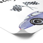 レースカーの赤ちゃんシャワーMommyの腹の大きさ ポスター (角)