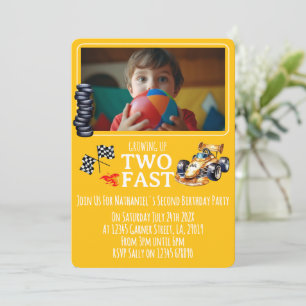レースカーの2歳誕生日パーティー招待状 招待状