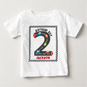 レースカーの2歳誕生日ボーイ ベビーTシャツ (正面)