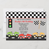 レースカーのRacecar Brithdayの男の子の誕生日の招待状 招待状 (正面)