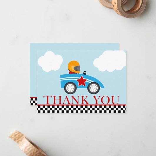 レースカーはメッセージカード感謝していしています ノートカード (正面/裏面インサイチュ)