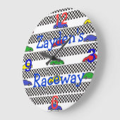 レースカーは名前を時計編集します ラージ壁時計 (傾斜)